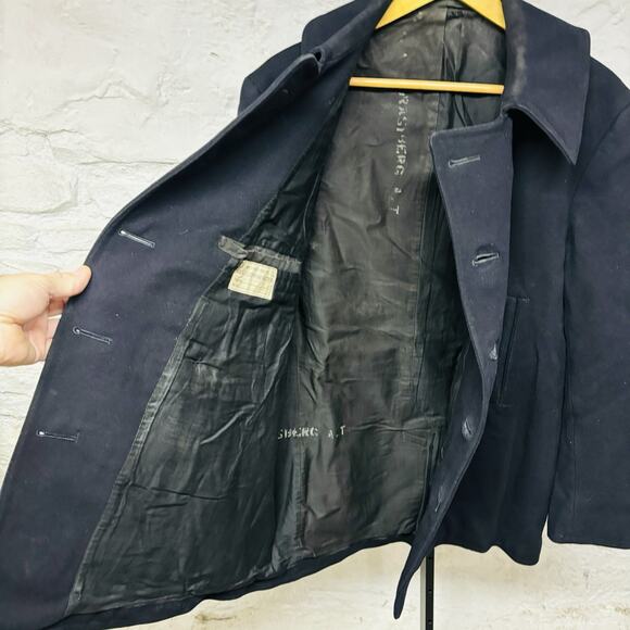 WW2 Naval Clothing Factory 10 Button US Navy Wool Peacoat Vintage 1940s - Picture 4 of 13